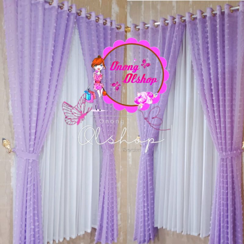 GORDEN VITRASE RUBYAH UNGU MODEL SMOKRING MINIMALIS UKURAN JENDELA DAN PINTU