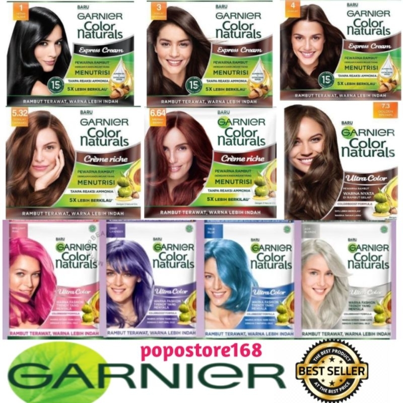 GARNIER GOLDEN BROWN HAIR COLOUR 7.3 BLEACHING/ASH BLONDE/BLACK/SHAMPOO/SEMIR RAMBUT HITAM ALAMI/COK