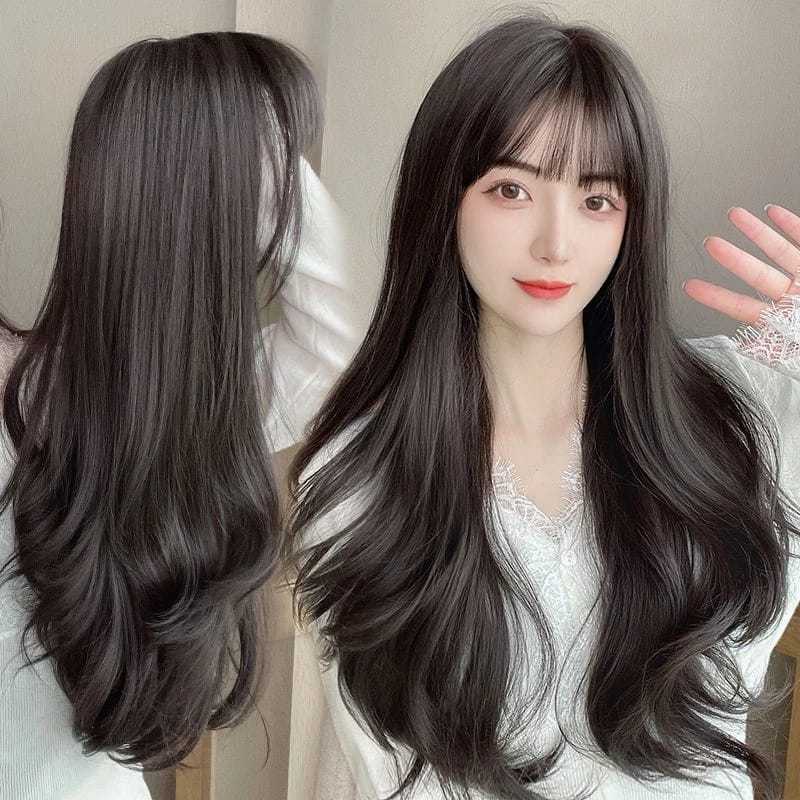 Wig curly poni depan poni wig keriting  poni depan