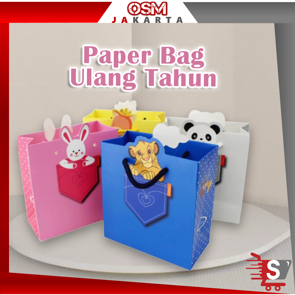 

OSM JKT 6051 Paper Bag Ulang Tahun / Paper Bag Motif Animal / Goodie Bag Ulang Tahun Animal Series / Paper Bag Karakter Lucu