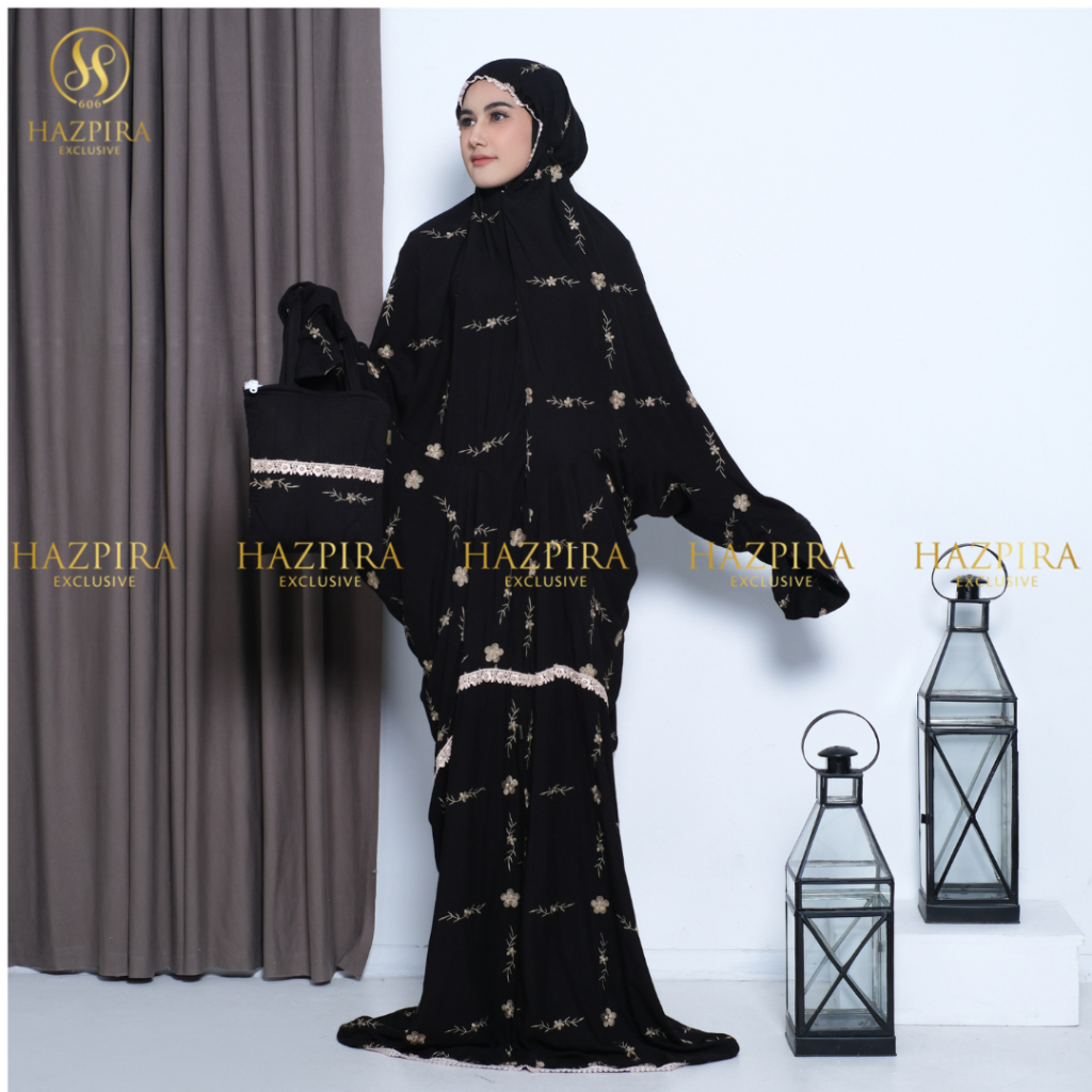 HAZPIRA - Mukena Terusan Dewasa Katun Rayon Bordir Nazwa Jumbo