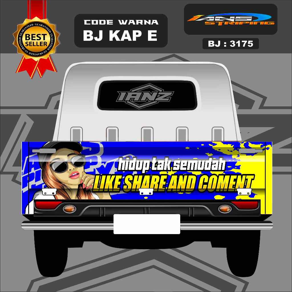 BJ 3175-STIKER DECAL MOBIL PICK UP BAK BELAKANG FREE CUSTOM TULISAN-STIKER DECAL PICK UP