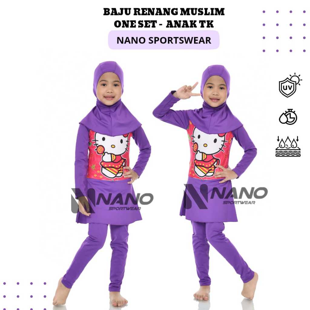 NANO || BAJU RENANG MUSLIM ANAK 3-6 TAHUN /BAJU RENANG MUSLIM ANAK PEREMPUAN /BAJU RENANG ANAK TK