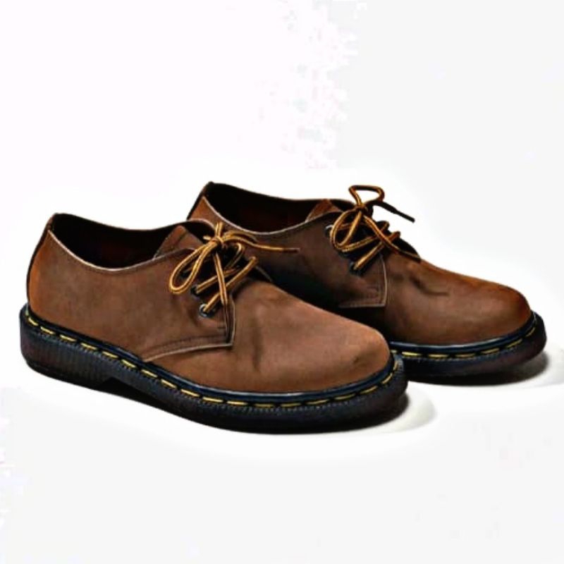 Sepatu Docmart 1461 Low Boot Dr Martens Kulit Suede Ortodoc Coklat Pria Wanita