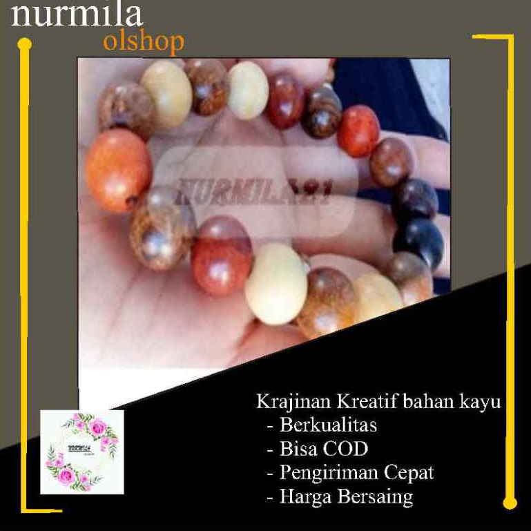 gelang kayu kombinasi kayu bertuah 12mm