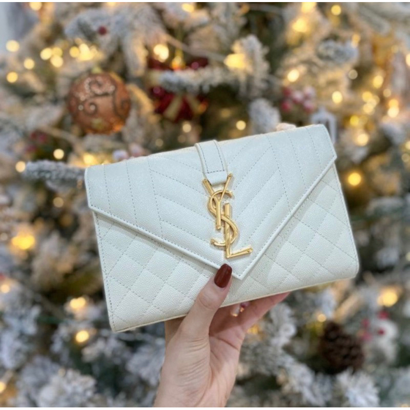 YSL Envelope Small Bag in White - Party Bag - Clutch