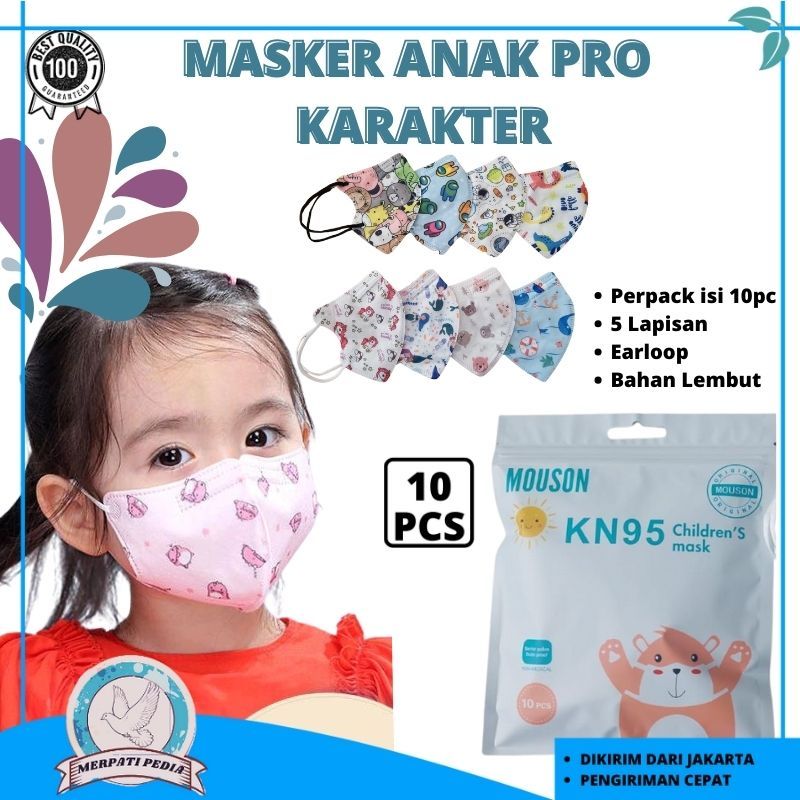 Masker Mouson Pro KN95 Anak Motif Karakter Isi 50Pc Karakter Anak 5Ply MS