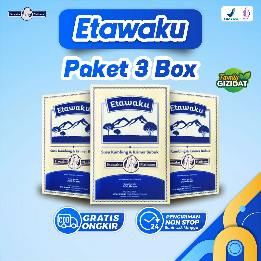 

Paket Bebas Sesak Nafas 3 Box Etawaku Platinum - Susu Kambing Etawa dan Krimer Bubuk Tingkatkan Imunitas Daya Tahan Tubuh