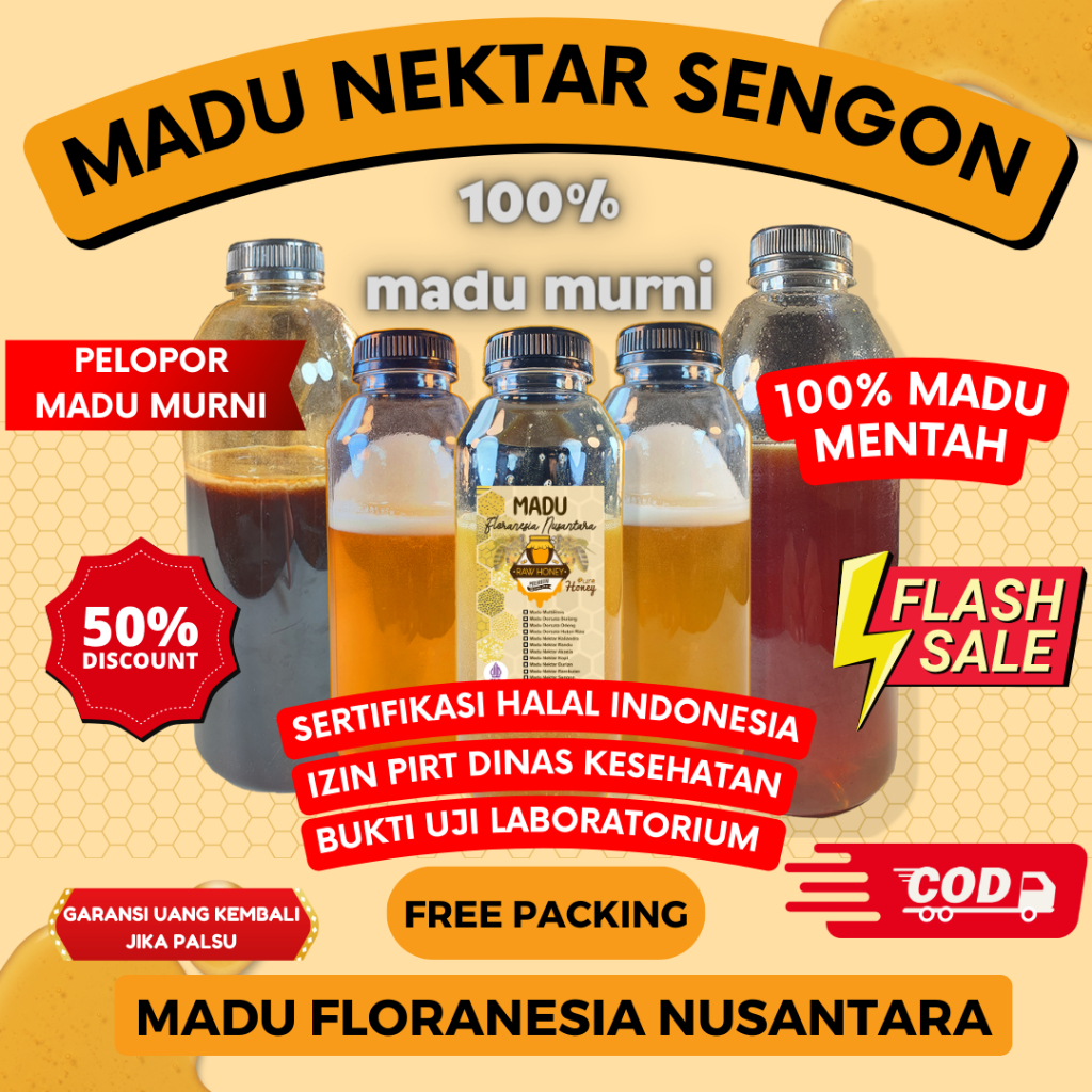 

MADU MURNI MADU ASLI NEKTAR SENGON 1 KG KUALITAS PREMIUM FULL NEKTAR 100% RAW HONEY MADU FLORANESIA NUSANTARA ESOXSE