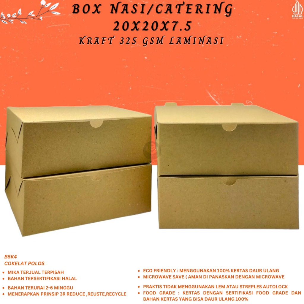 

Dus Nasi 20x20 Laminasi 325 Gsm Box Nasi 20x20 Dus Kotak 20x20 (B5K4-Laminasi)