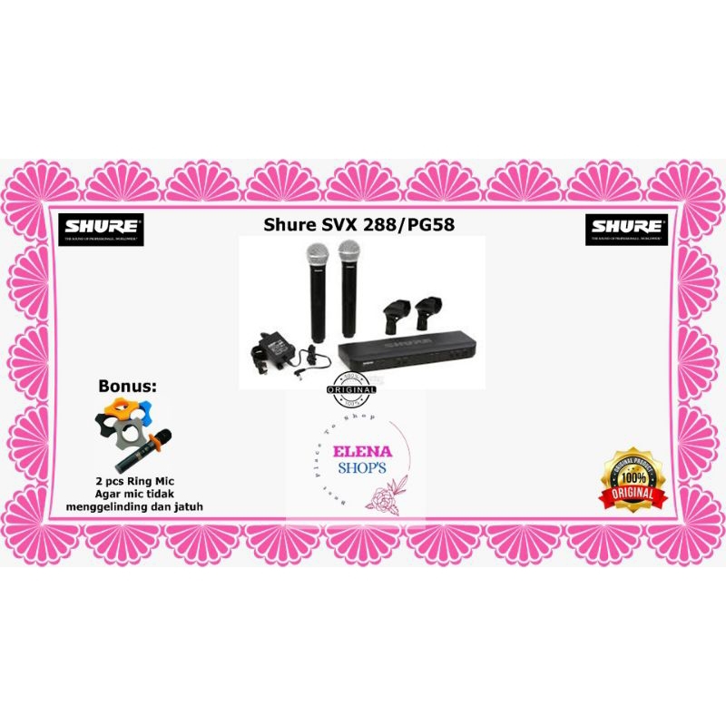 Shure SVX288/ SVX 288/ PG58 Dua Vocal Wireless System Original