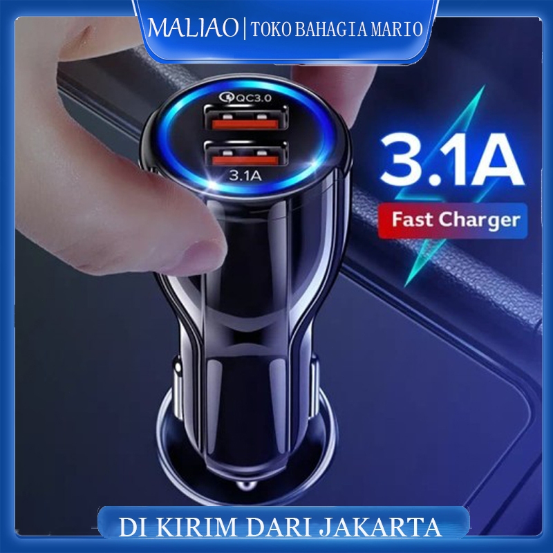 USB Casan Mobil Charger Mobil Fast Charging 3.0 3.1A 2 Port LED Lampu/Qualcomm 3.0 Charger Mobil Qui