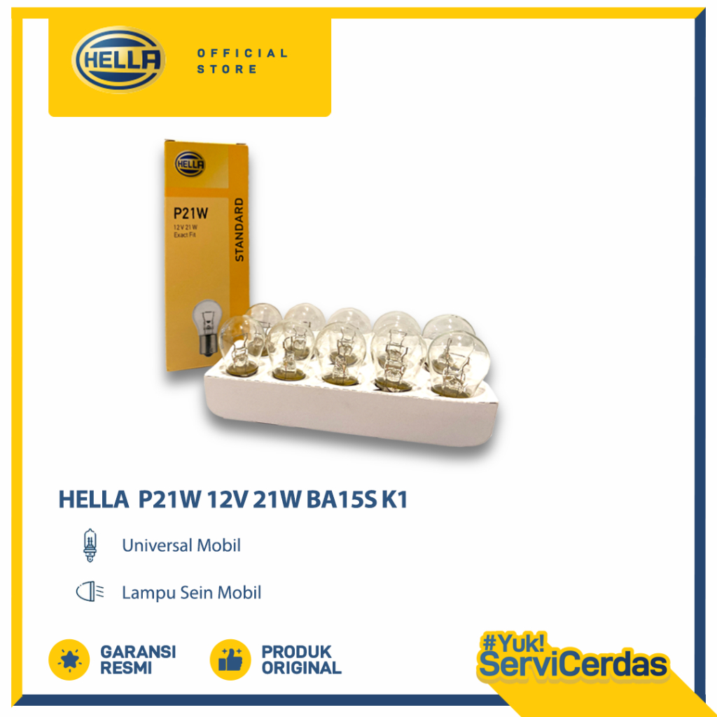 Lampu Sein Mobil HELLA P21W 12V 21W BA15S K1 - Bohlam Mobil