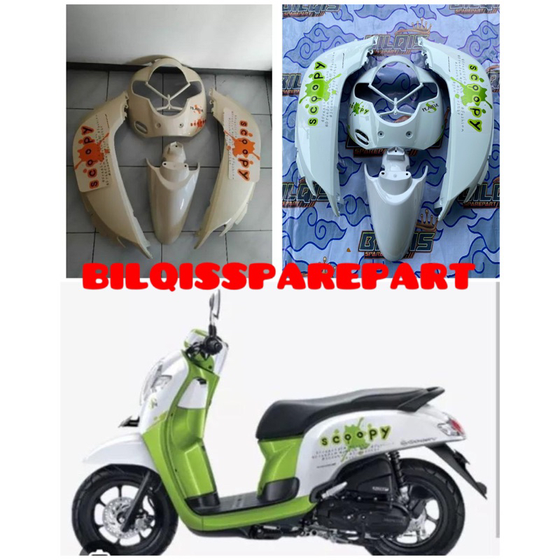 Body scoopy 2018 paketan cover body halus scoopy donat tahun 2017 2018 2019 warna cream plus stripin