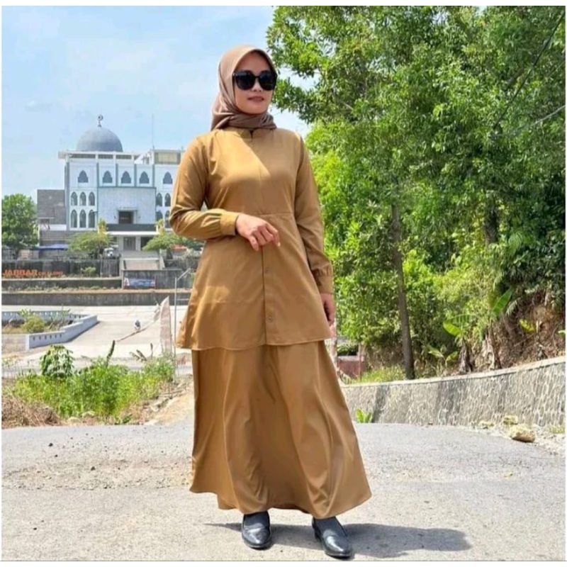 hannafauziah20 - SETELAN BAJU PEMDA TOYOBO KHAKI (TUNIK+ROK) SETELAN KERJA PNS DINAS GURU TOYOBO