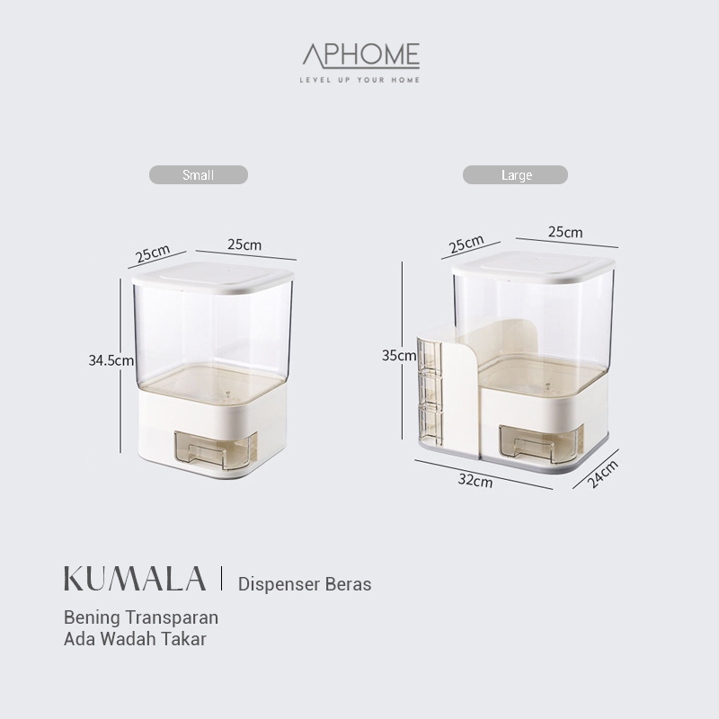 APHOME Dispenser Beras Transparan 10KG Rice Box Rice Dispenser Wadah Beras KUMALA