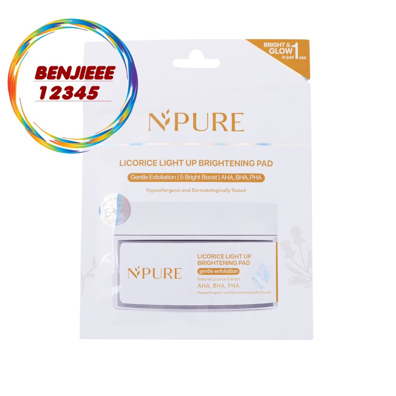 NPURE Licorice Pad SACHET isi 5+2 pads brightening N’pure npure light up exfoliating PAD CLEAR clearpad licorice kapas wajah clearpad travel size sachet ziplock BRIGHTENING PADS