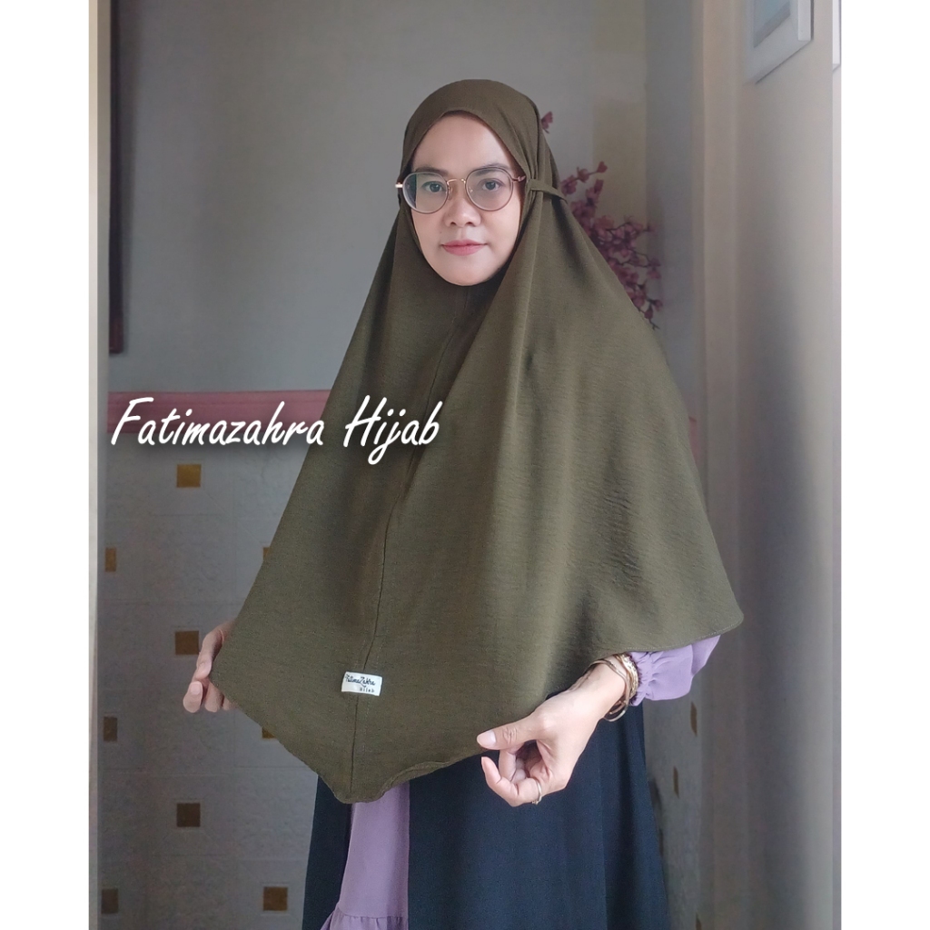 Hijab Bergo Maryam,bahan crinkle airflow premium,ukuran XL - Hijau Army