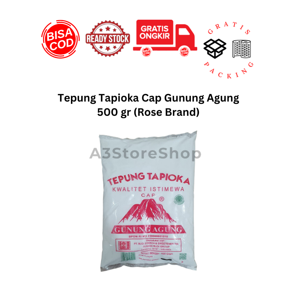 Tepung tapioka 500 gr cap gunung agung Rose Brand merah bisa COD murah