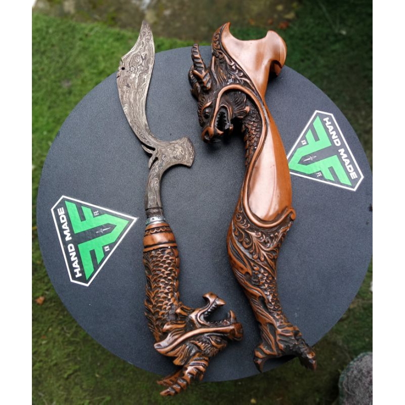 kujang ukiran tangan asli kujang pamor naga damascus