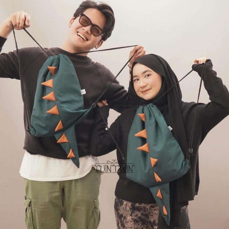 TERBARU STRINGBAG DINO DINOSAURUS COUPLE CEWEK COWOK BAG TAS SERUT KAKAK ADIK ANAK LUCU SEKOLAH