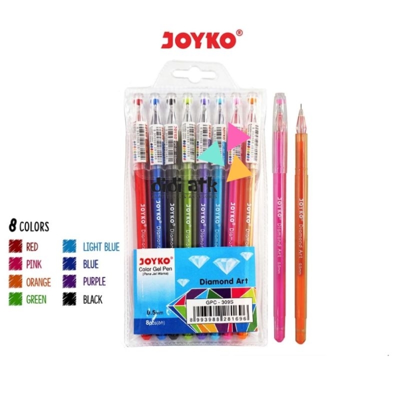 

Color Gel Pen Pulpen Pena Joyko GPC-309S 8 Warna 0.5mm