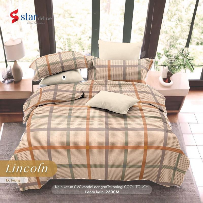 seprei minimalis katun lokal star free anti geser motip lincoln SPREI AESTHETICS homemade