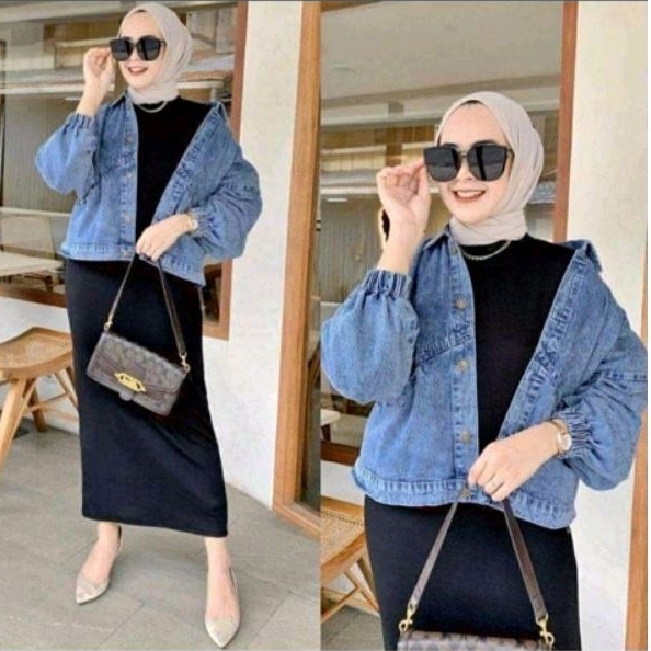 JAKET JEANS WANITA MODEL VINTAGE / JAKET OVERSIZE WANITA MODEL VINTAGE