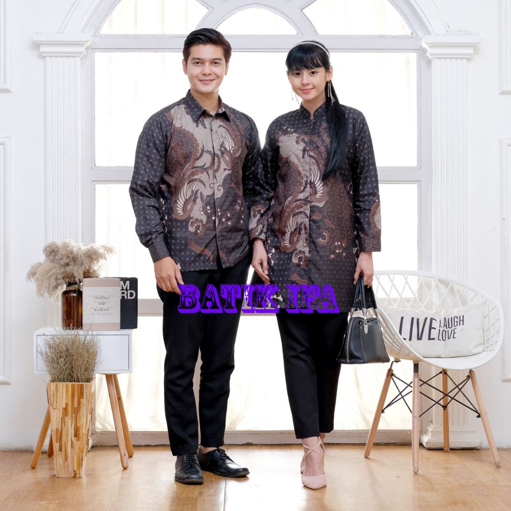 Harga Sepasang - Baju Batik Couple Pasangan Atasan Kemeja dan Tunik - Batik IFA