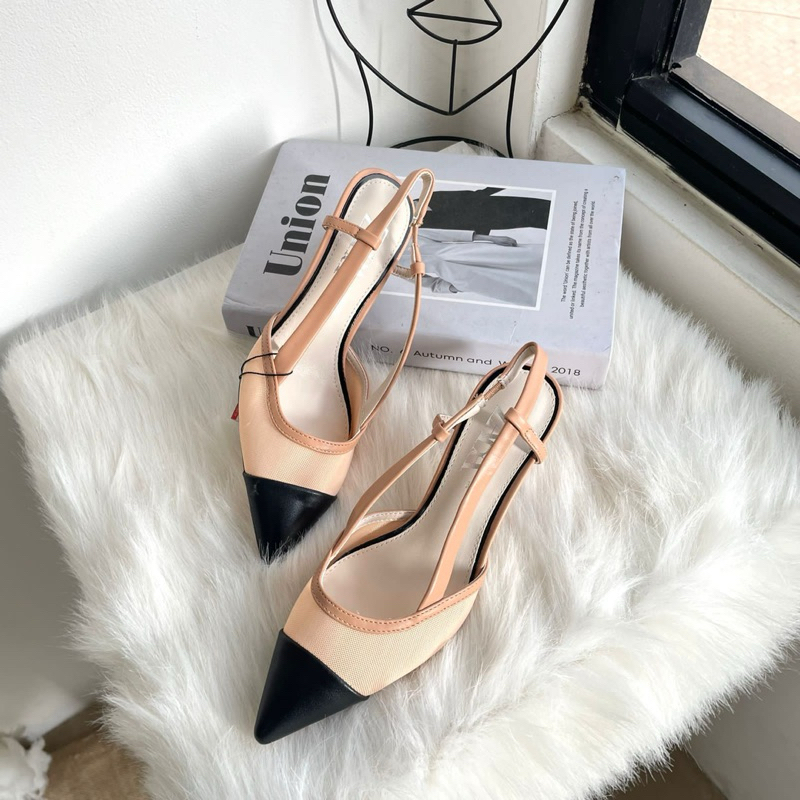 Mesh heels stripe back 5cm by Zara high quality fashion shoes sepatu wanita hak tinggi tali belakang