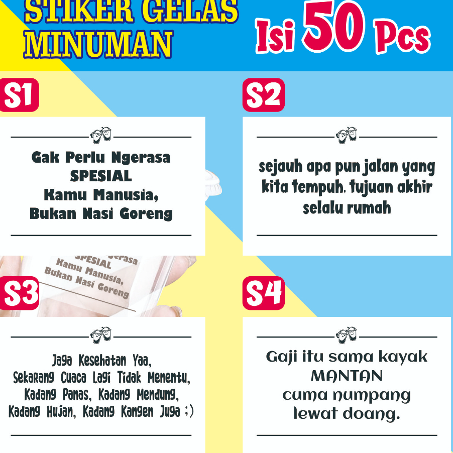 

BPLV5813 STAR STIKER KATA-KATA BUAT CUP MINUMAN, STIKER TRANSPARAN, STIKER CUP MINUMAN ISI 50 PCS