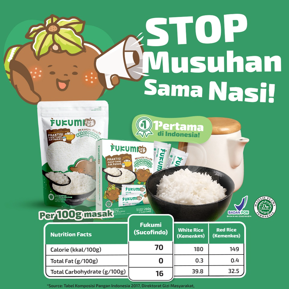 

➠❉✳ FUKUMI BERAS PORANG POUCH 1KG - Fukumi Shirataki Beras Konjac Rice Diet Pouch 1 Kg