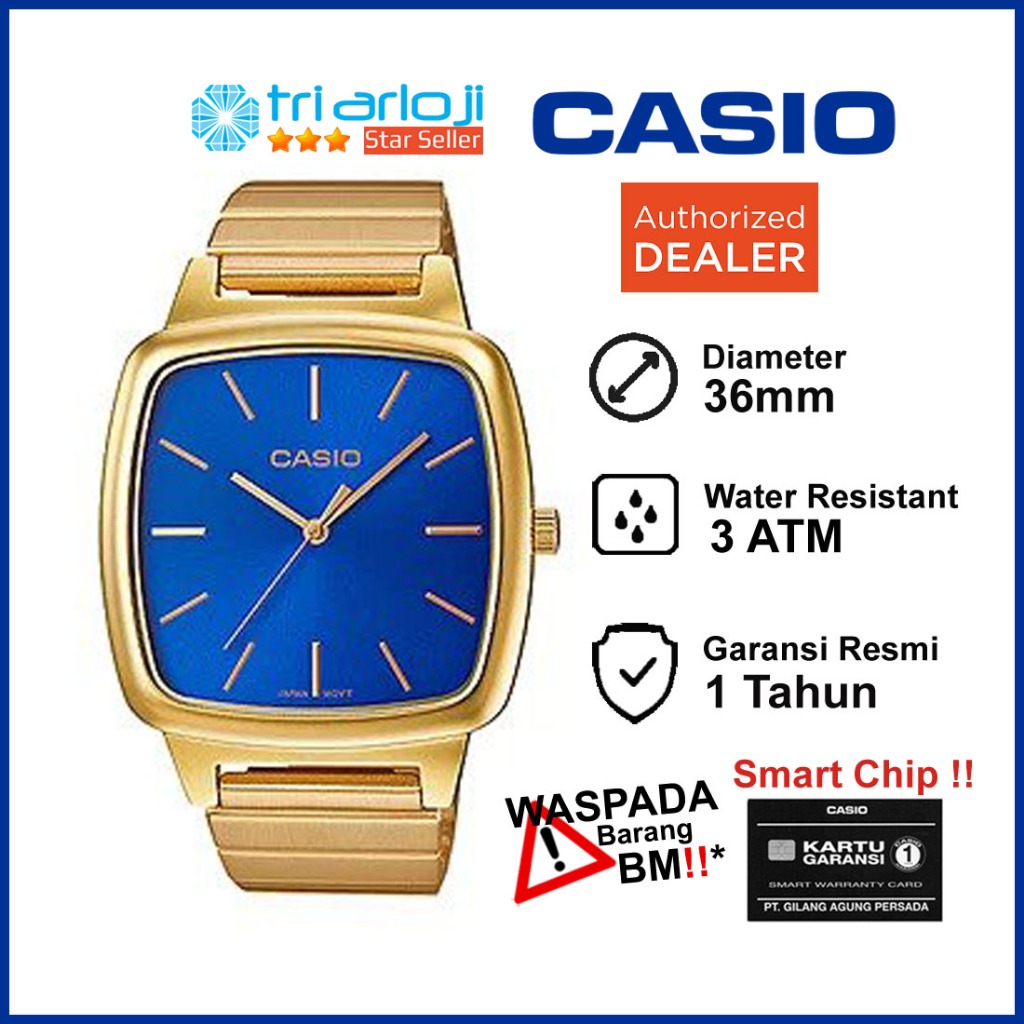 CASIO LTP-E117G-2ADF Jam Tangan Wanita Gold Blue LTP-E117G-2A LTPE117G