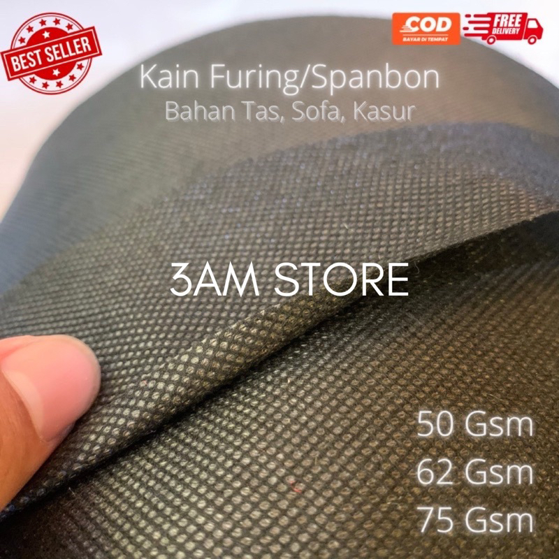 Kain Furing Hitam meteran/spanbon/kain tisu Per-0.5 meter