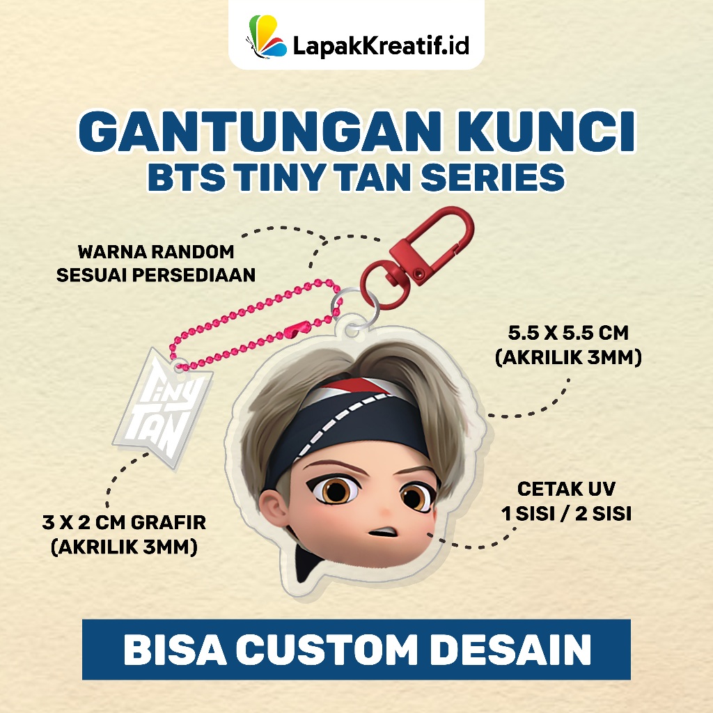 Gantungan Kunci BTS / Gantungan Kunci Desain BTS Tiny Tan Kpop / Gantungan Kunci Akrilik Custom