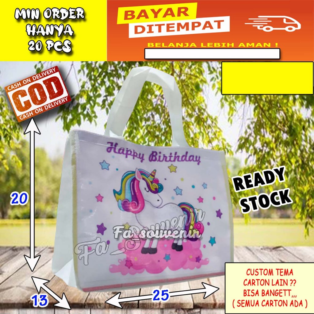 

Ready Stock Tas Souvenir Ulang Tahun Unicorn Bisa COD, Muat Box KFC, Bento, DLL