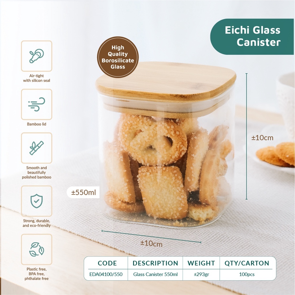 CATALINA - EDA 04100-550 | Toples Kaca 550ml - Storage Jar Borosilikat Kedap Udara