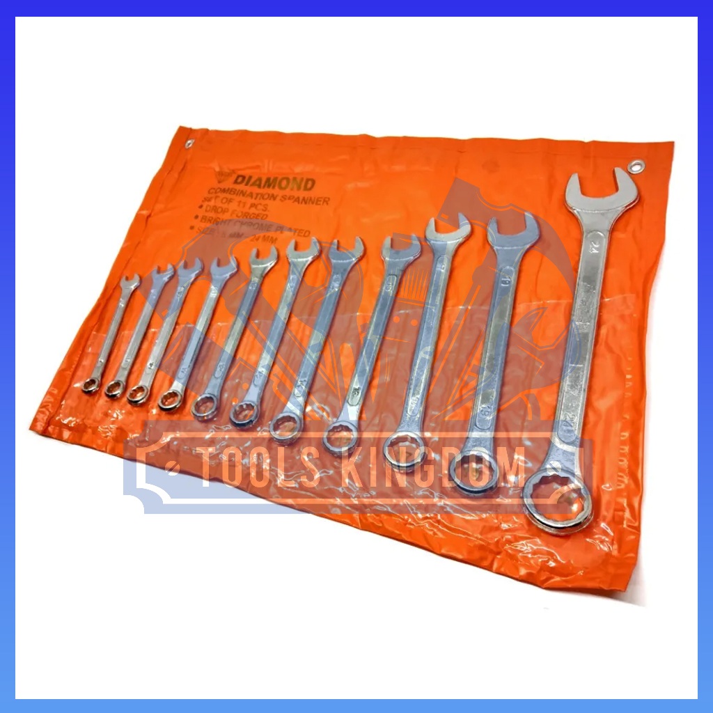 Kunci Ring Pas Set Diamond 11 Pcs / 8-9-10-11-12-13-14-15-17-19-24mm