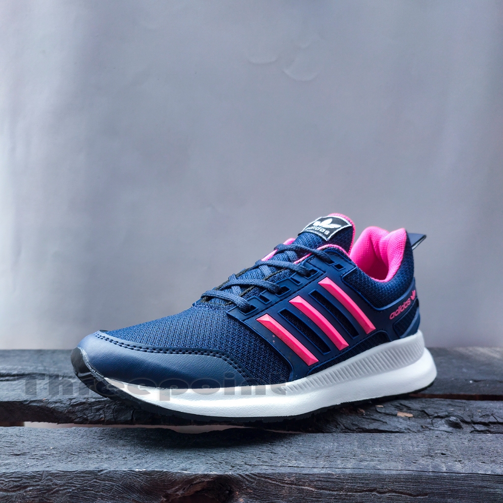 Sepatu Running Wanita Navy Pink Model Sneakers cewek Senam Olah Raga Lari