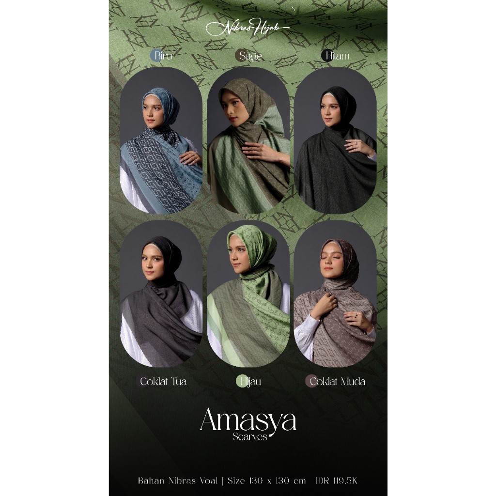 Nibras Hijab Amasya Scarves / Hijab Segi Empat Motif / Hijab Segi Empat Kekinian