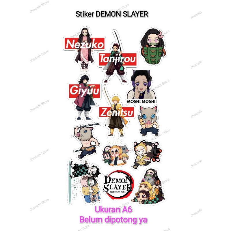 

Sticker Unik Lucu Demon slayer - V2 / Anime / Sticker Karakter / Sticker Cartoon Lucu Belum dipotong Ukuran A6