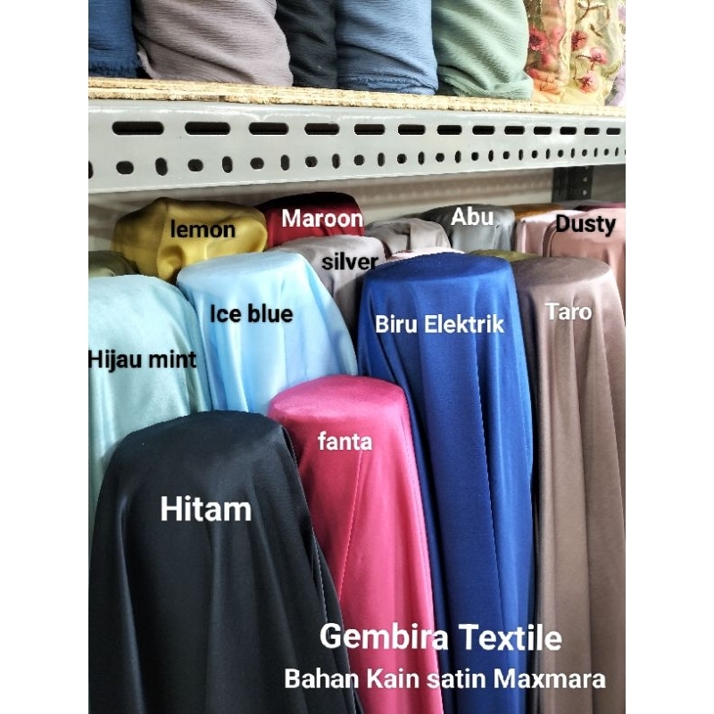 Bahan Kain  saten Maxmara Polos meteran premium