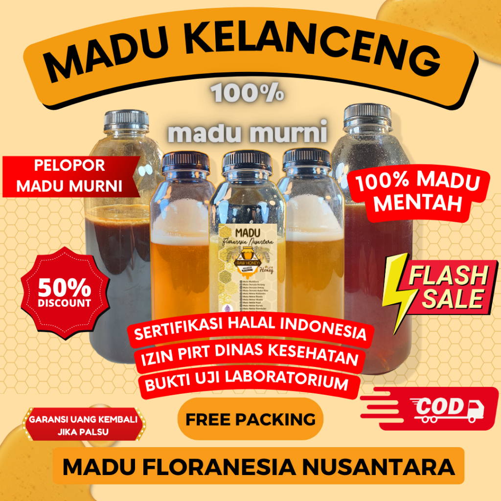 

MADU ASLI MURNI KELANCENG 500 Gram KUALITAS PREMIUM FULL NEKTAR 100% RAW HONEY MADU FLORANESIA NUSANTARA ESOXSE