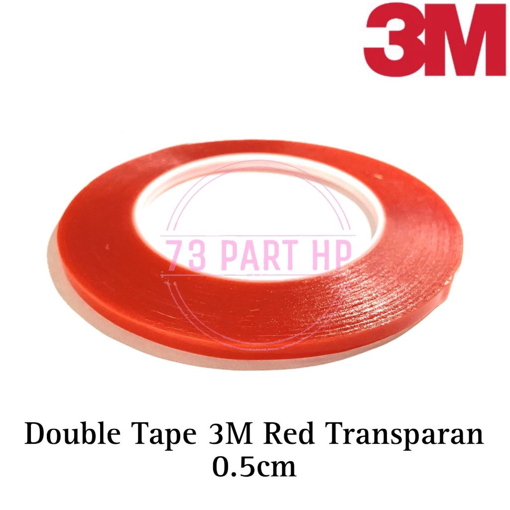

Double Tape 3M Transparant Merah - Lem Adhesive Dobel Tip Doble Red