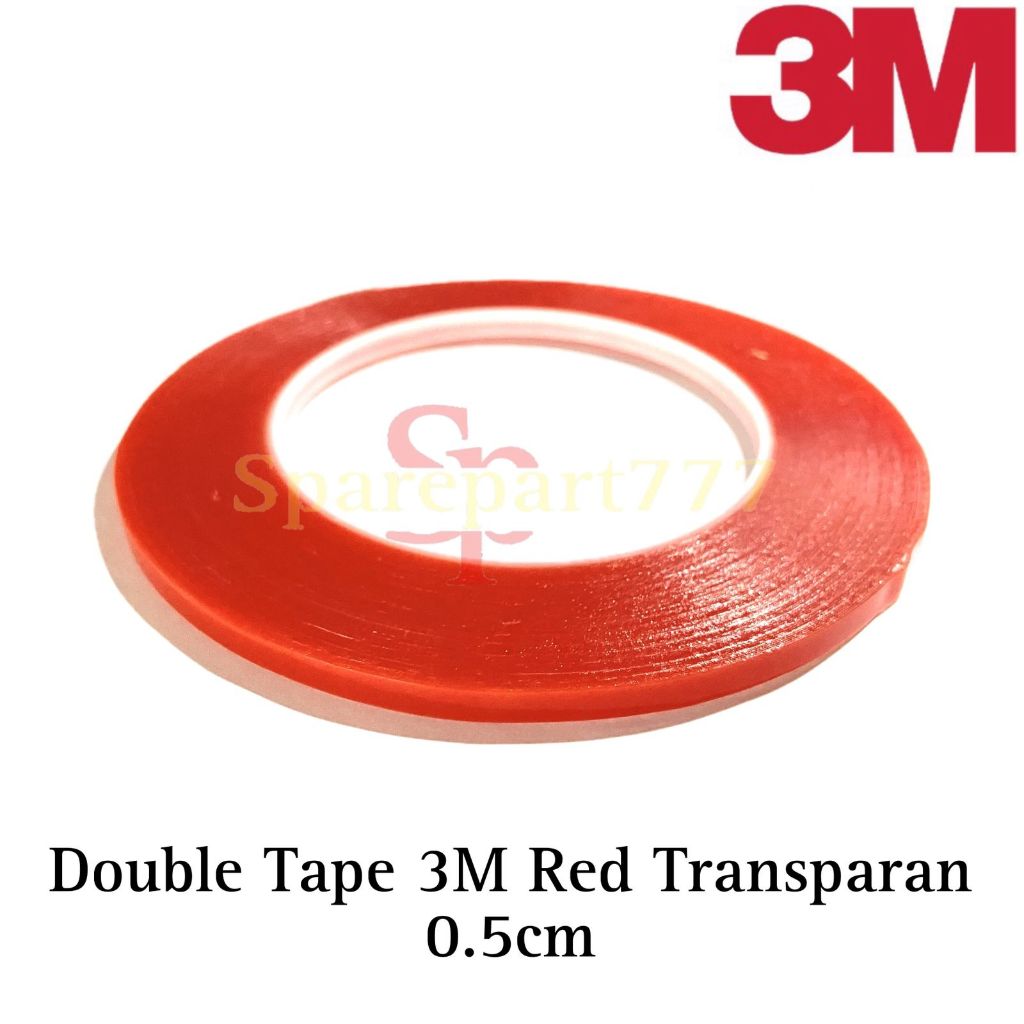 

Double Tape 3M Transparant Merah - Lem Adhesive Dobel Tip Doble Red