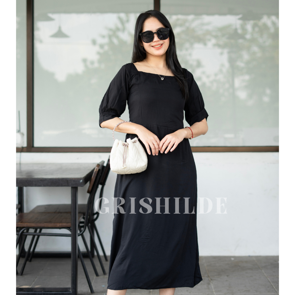 HARUKA Dress Sabrina Korean Style Jumbo Wanita Dres Big Size Gaun Casual A Line Lengan Panjang Overs