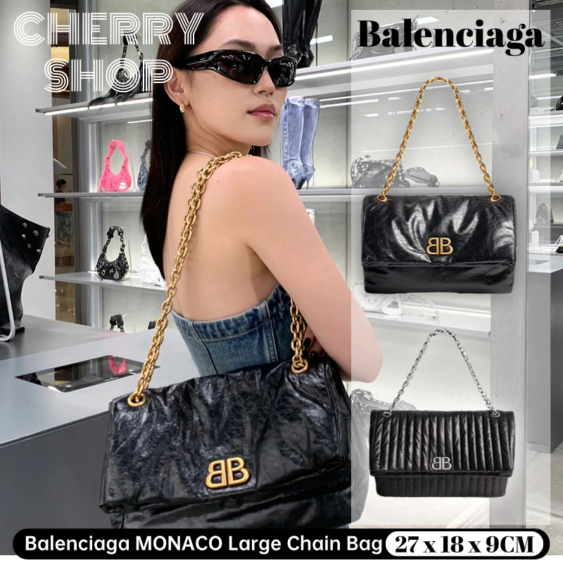 ✨100% authentic Balenciaga MONACO Large Chain Bag tas bahu wanita