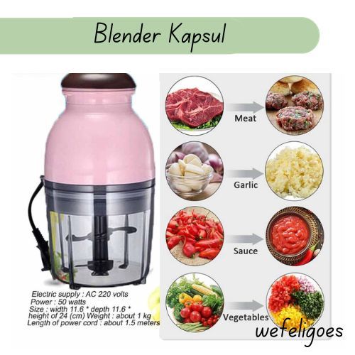 Blender Kapsul Capsule Chopper Mini Penggiling Daging / Sayur / Bumbu Masak Multifungsi