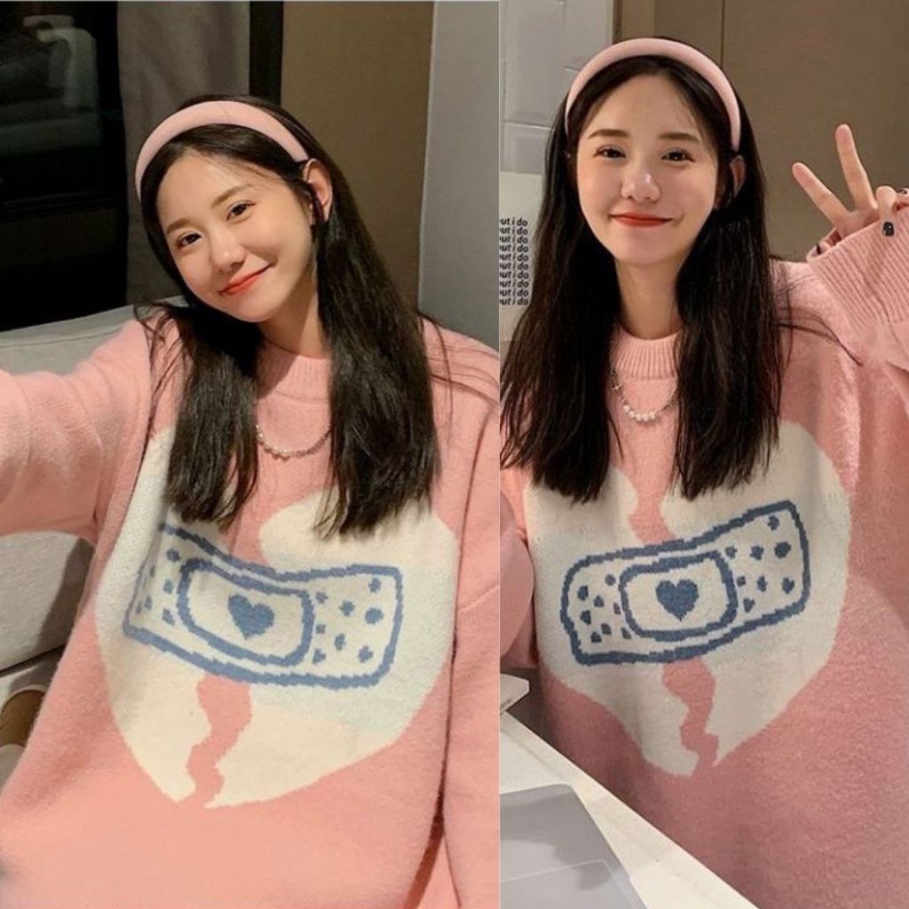 Broken Heart Knit wear Premium - Oversize Switer Rajut Pastel Terbaru - Switer Hati Terbaru Rajut Wa