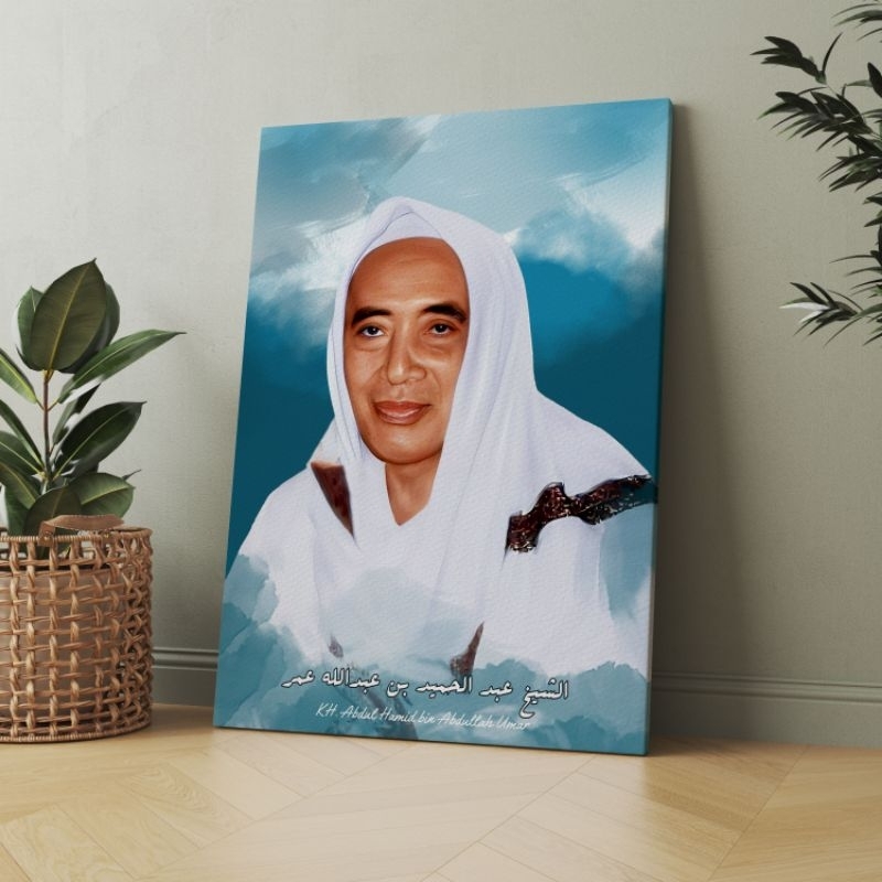 Lukisan Foto KH Abdul Hamid Pasuruan (Mbah Hamid) uk 30x40 Poster ulama dan habaib